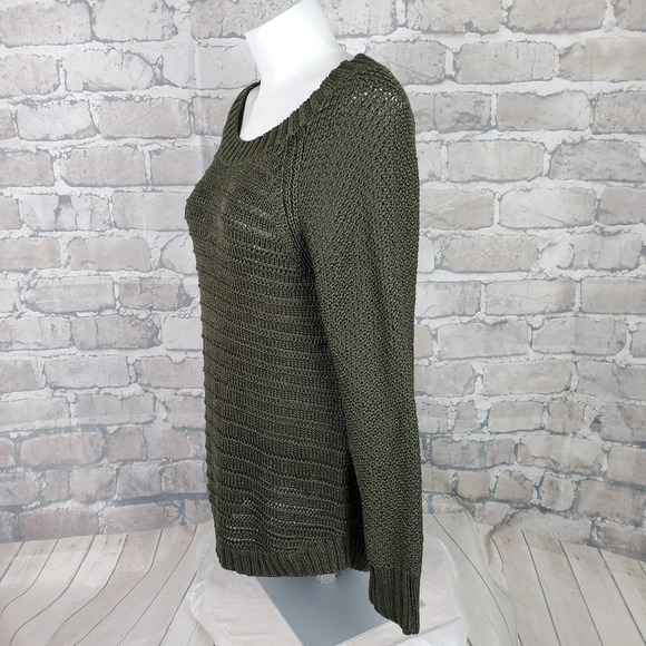 Calvin Klein Jeans Olive Green Shaker Sweater Scoop  Neck Size Medium - Picture 6 of 13